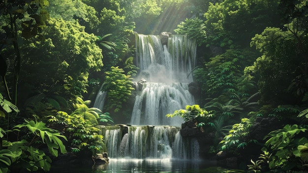 Foto majestica cachoeira na floresta