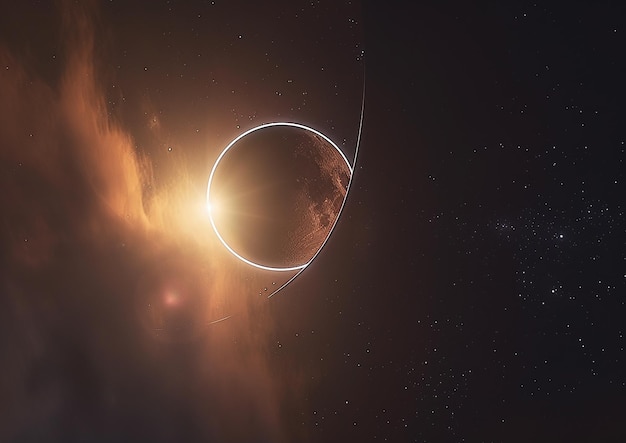 Majestica escena del eclipse Sol y el espacio