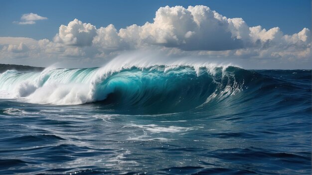Foto majestica onda do oceano capturada em movimento dinâmico