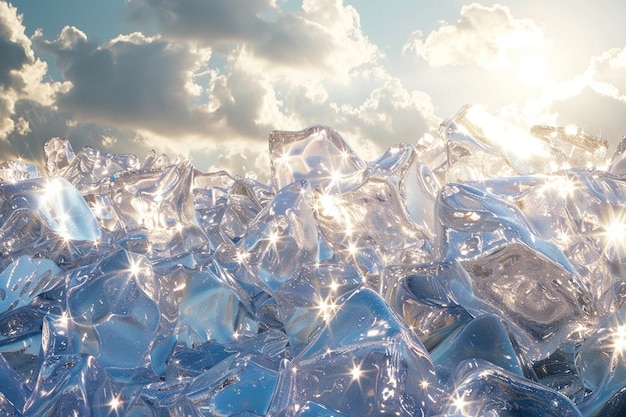 Majesticas formações de gelo brilhando à luz do sol