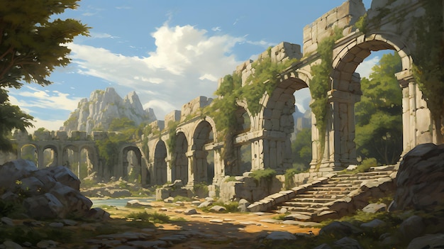 Majesticas ruínas antigas Patrimônio fotorrealista