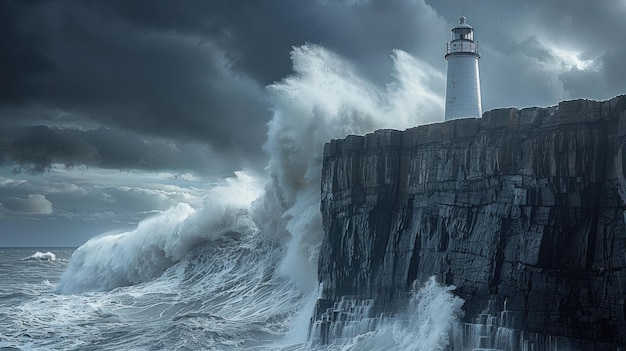 Majestico acantilado costero con faro en tiempo de tormenta Fotografía de paisajes marinos con Nikon D750