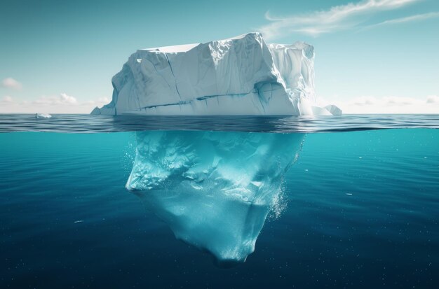 Majestico iceberg flotando en el océano azul derritiendo glaciares y icebergs imagen