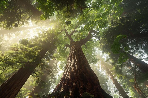 Foto majesticos bosques de secuoyas que se elevan por encima de la octana