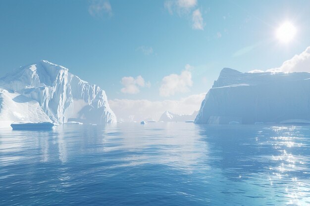 Majesticos icebergs à deriva nos mares polares