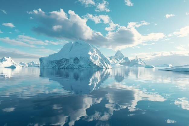 Majesticos icebergs flotando en aguas frías octano