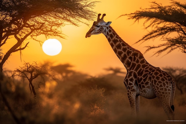 Majestosa girafa na savana africana