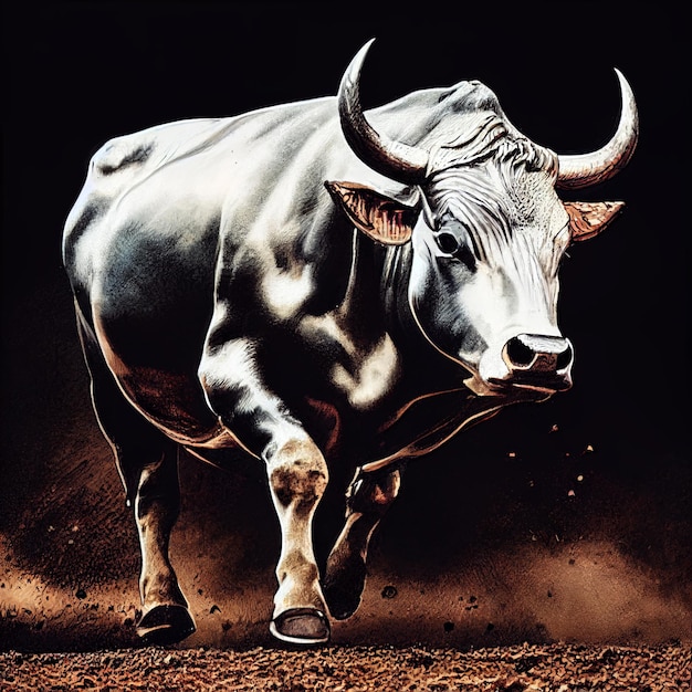 majestosa ilustração de corrida de touro branco