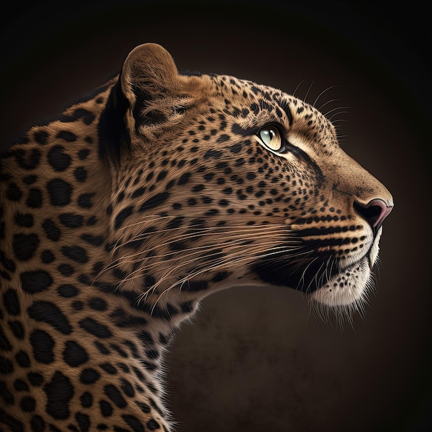 Majestoso retrato de leopardo em estúdio ultra realista Generative Ai