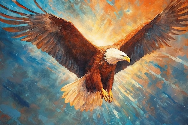 Majestuosa águila calva para la Independencia de los Estados Unidos 4 de julio de EE. UU. Ilustración generativa ai