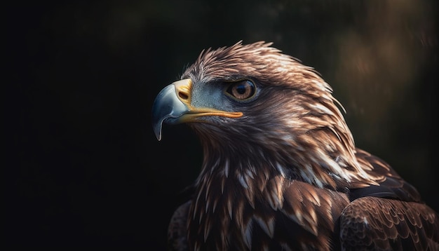 Majestuosa ave de rapiña posada en una rama generada por IA