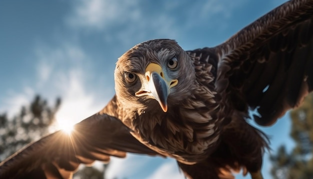 Majestuosa ave de rapiña volando en libertad generada por IA