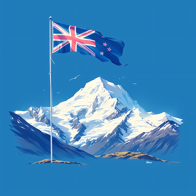 La majestuosa bandera británica se eleva sobre la cordillera nevada