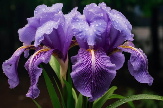 La majestuosa belleza de un iris púrpura radiante en pleno flor capturado en una obra maestra artística