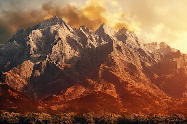 La majestuosa cordillera bañada en la luz dorada del sol