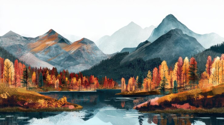 La majestuosa cordillera que se refleja en un lago sereno durante el otoño