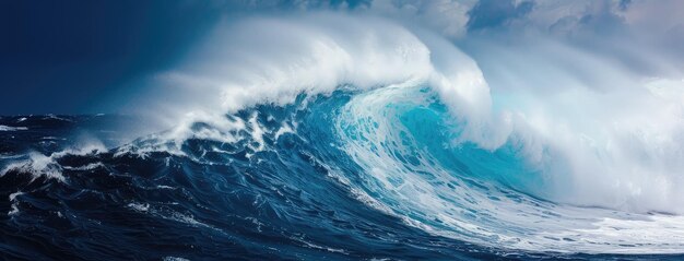 Foto la majestuosa cresta de las olas oceánicas en una espectacular iluminación