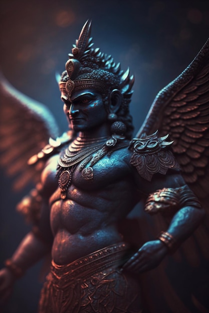 Majestuosa escultura de Garuda, símbolo de poder y devoción en la mitología india