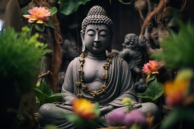 La majestuosa estatua de Buda la naturaleza genera IA