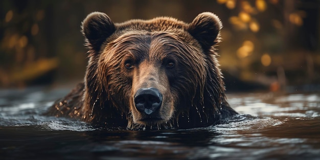 Una majestuosa fotografía de un oso en el río IA generativa