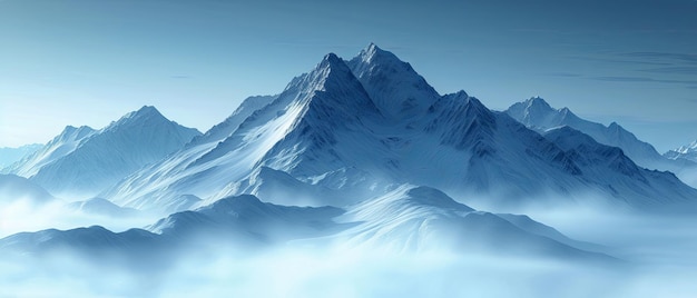 La majestuosa montaña cubierta de nieve a plena luz del día