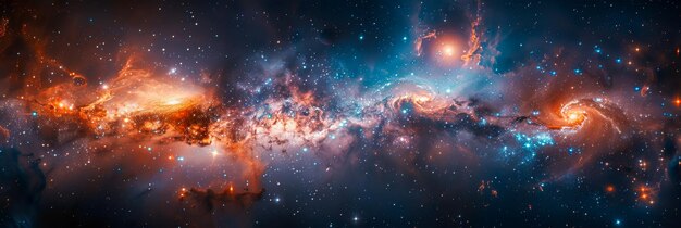 Una majestuosa vista panorámica de los cúmulos estelares y las galaxias del espacio exterior