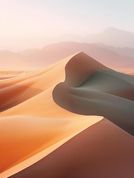 Las majestuosas dunas de arena al atardecer panorama del desierto