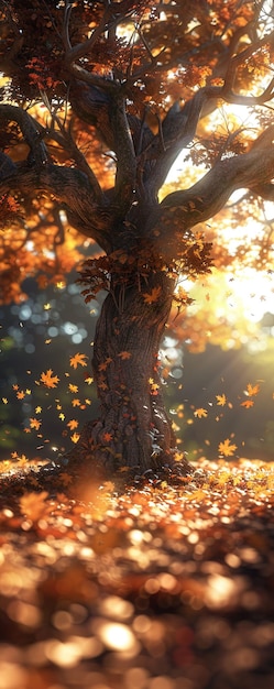 Las majestuosas hojas de otoño de los árboles