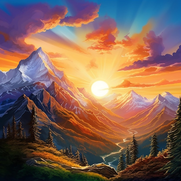La majestuosidad de la montaña captura la belleza del amanecer
