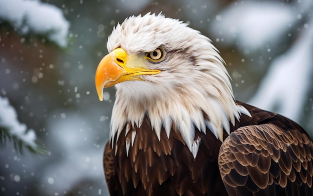El majestuoso águila en el abrazo del invierno