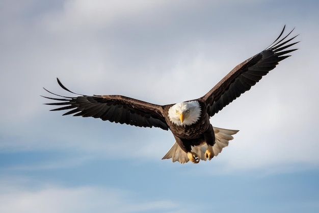 El majestuoso águila calva volando sobre el bosque