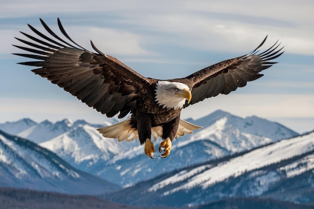 El majestuoso águila calva volando sobre el bosque