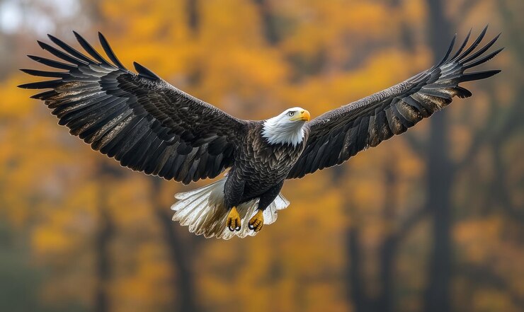 El majestuoso águila calva en vuelo