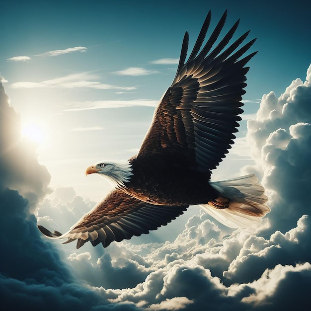 Un majestuoso águila en el fondo de la naturaleza ai generado