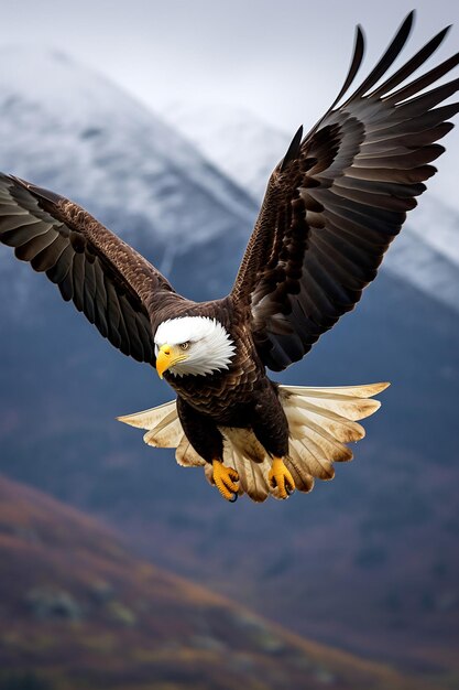 Foto un majestuoso águila en vuelo