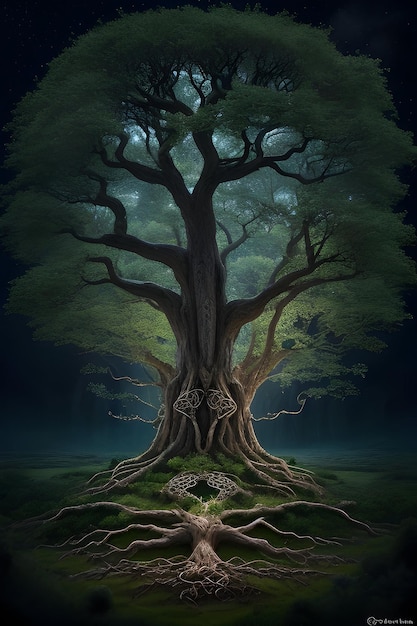 Un majestuoso árbol de la vida celta generado por Ai