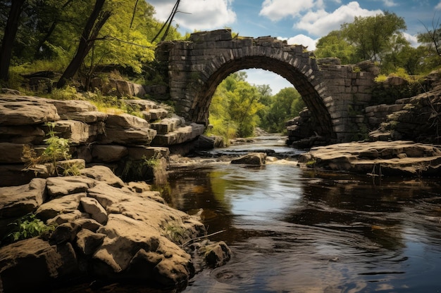 Foto el majestuoso arco de piedra del río generate ai