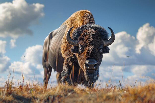 El majestuoso bisonte deambulando por las llanuras