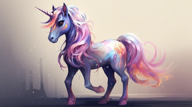 Un majestuoso caballo mágico unicornio en un fondo abstracto imagen generada por IA