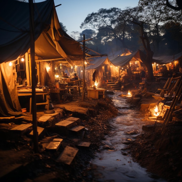 El majestuoso campamento de Camboya una epopeya cinematográfica capturada a través de un objetivo de 35mm f18 Accent Lightin