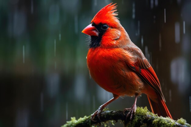 El majestuoso cardenal solo en su hábitat natural