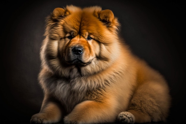 Majestuoso Chow Chow Imagen cautivadora de una raza noble sobre un fondo oscuro