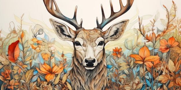 El majestuoso ciervo, una página de colorear intrincadamente detallada