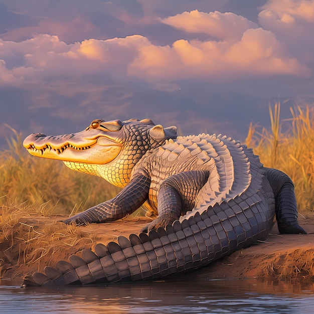 Foto un majestuoso cocodrilo en su hábitat natural