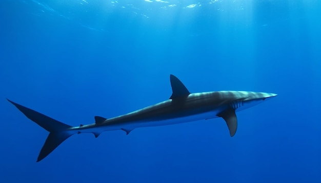 Majestuoso delfín nadando en especies en peligro de extinción de arrecifes tropicales en movimiento generado por IA