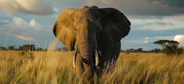 majestuoso elefante al atardecer generado por la IA