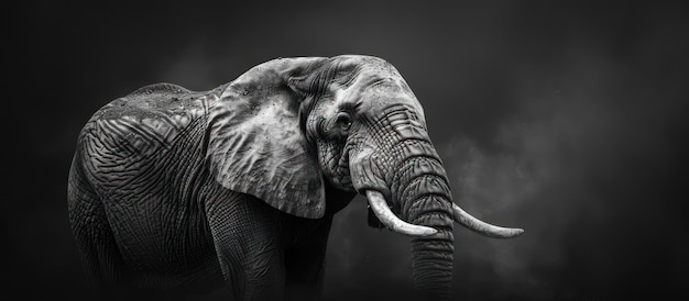 El majestuoso elefante en monocromo