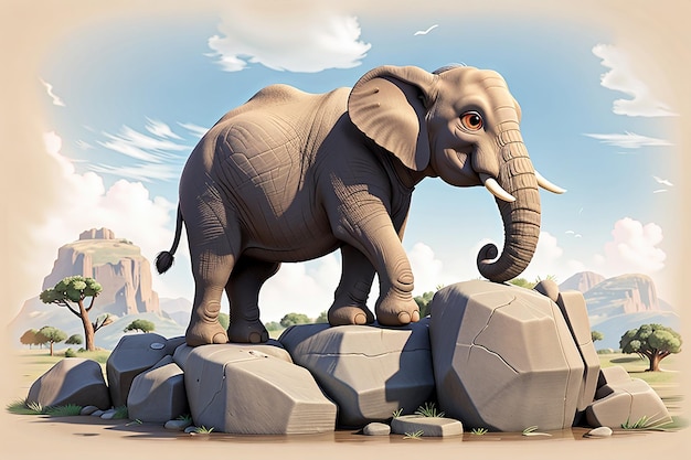 el majestuoso elefante posado en la piedra