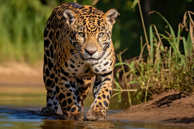 El majestuoso jaguar hembra que vaga por el Pantanal brasileño en América del Sur