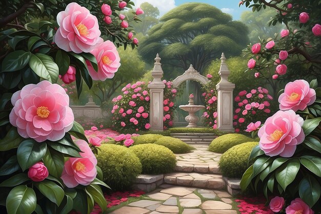 El majestuoso jardín de las camelias